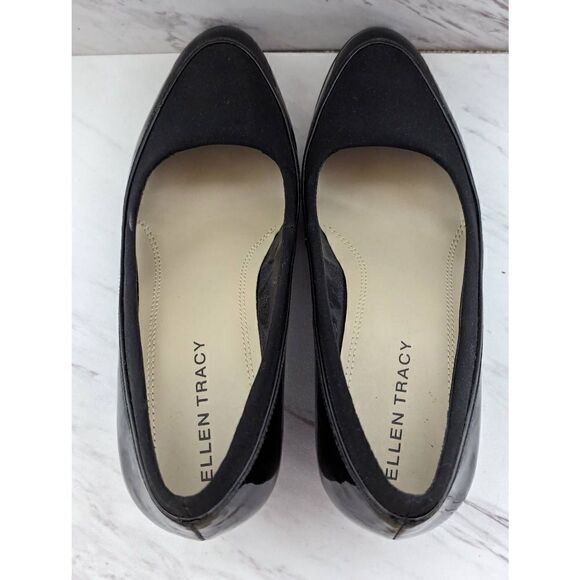 Ellen Tracy Women's Black Reagan Patent Leather Fabric 2.5" Wedge Heel Size 8M - Picture 8 of 9